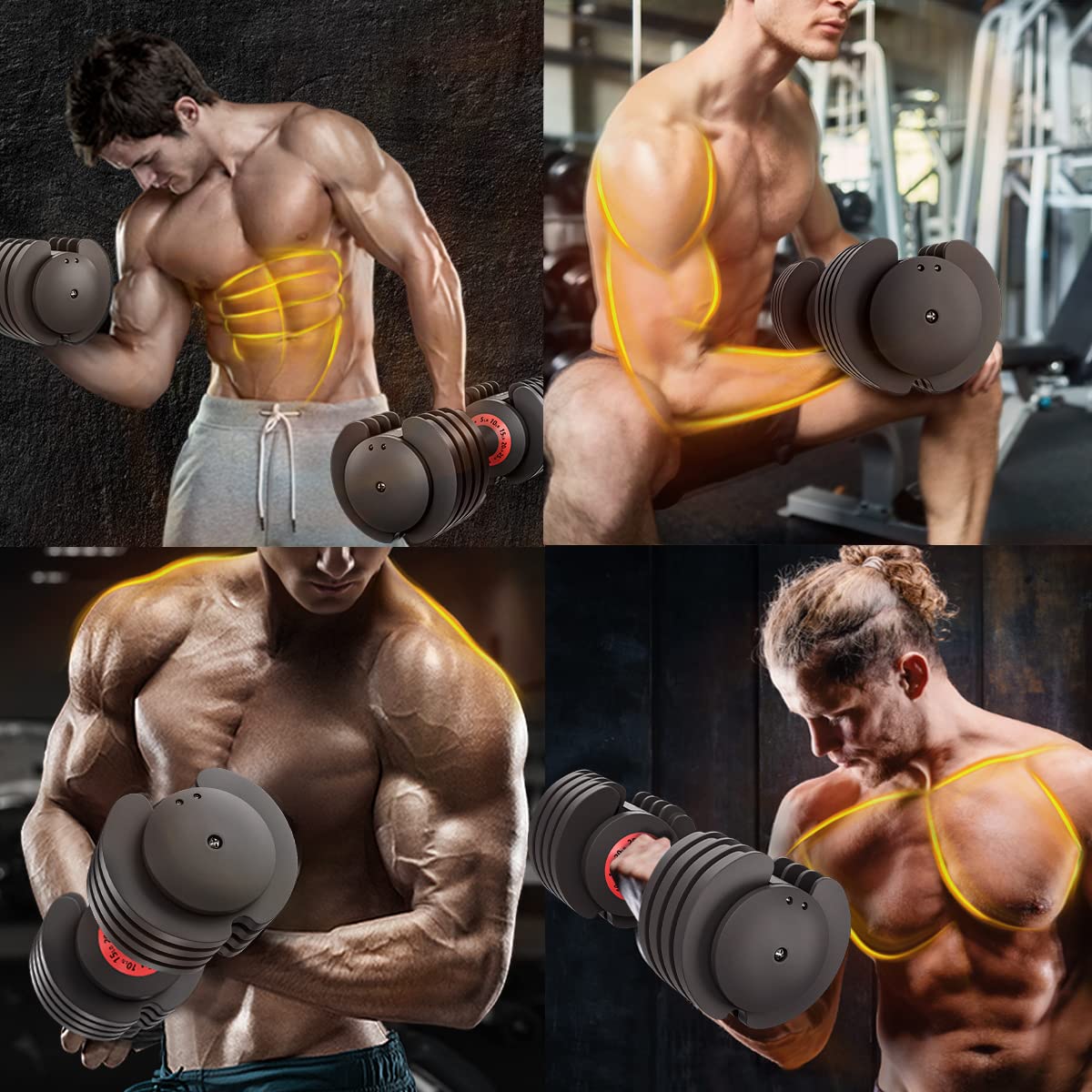 VEICK Adjustable Dumbbell Set, 5 in 1 Free Dumbbell for Men and Women ...