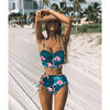 High Waist Swimwear New Leaf Print Bikinis Women Swimsuit - KickersPlanet