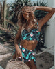 High Waist Swimwear New Leaf Print Bikinis Women Swimsuit - KickersPlanet