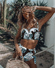 High Waist Swimwear New Leaf Print Bikinis Women Swimsuit - KickersPlanet