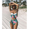 High Waist Swimwear New Leaf Print Bikinis Women Swimsuit - KickersPlanet