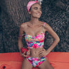 High Waist Swimwear New Leaf Print Bikinis Women Swimsuit - KickersPlanet